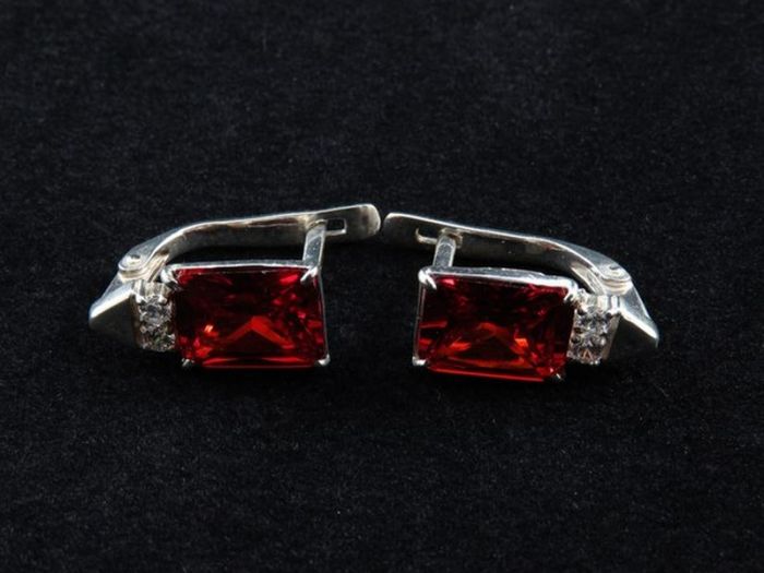 Серьги из серебра с фианитами - 14