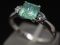Серебряное кольцо с натуральным изумрудом и фианитами - 150