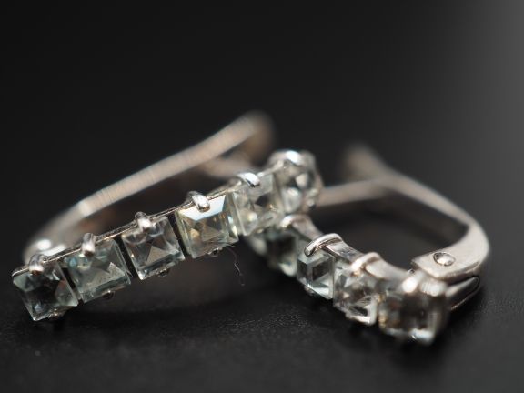 Серьги из серебра с натуральными бериллами - 55