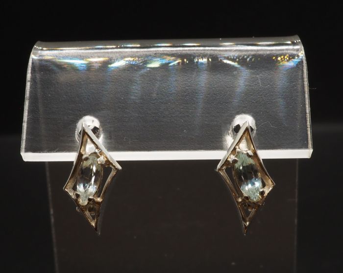Серьги из серебра с натуральными бериллами - 78