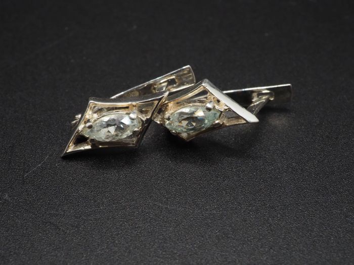 Серьги из серебра с натуральными бериллами - 78