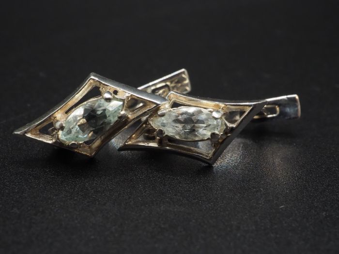 Серьги из серебра с натуральными бериллами - 78