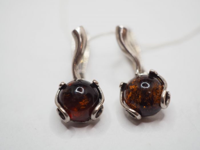 Серьги из серебра с Янтарём - 96