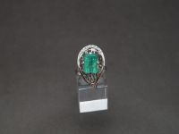 Серебряное кольцо 925 пробы с природным изумрудом 3.80 карат 4/3 - 85